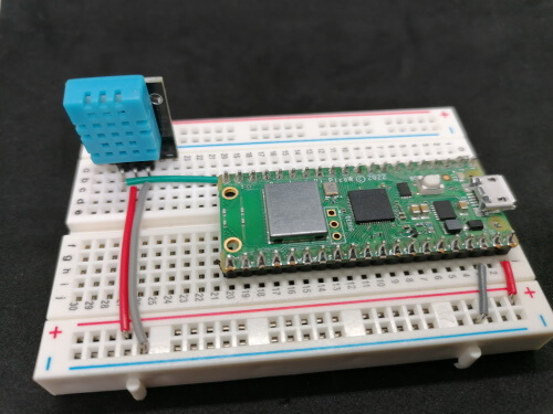 Raspberry Pi Pico W mit DHT11 Sensor auf 400 Pin Breadboard