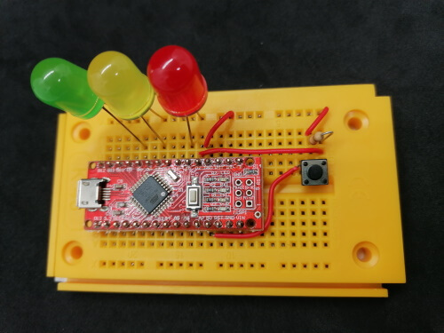Schaltung - Arduino Nano mit 10mm LEDs & Taster