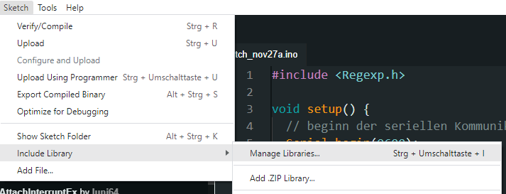 einbinden einer ZIP-Datei als Bibliothek in der Arduino IDE 2.0