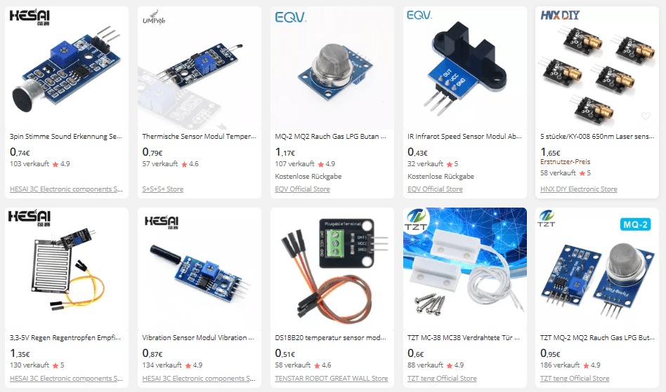 Sensoren & Aktoren für den Arduino auf aliexpress.com