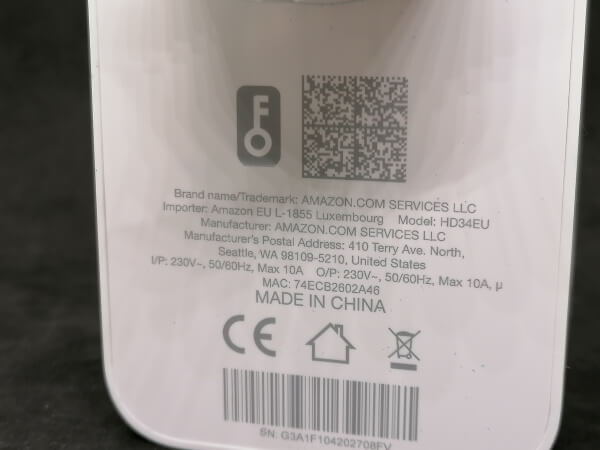 Technische Daten & Produktnummer auf der Rückseite des Smart Plug