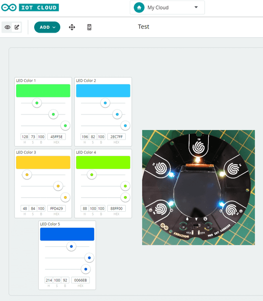 Arduino IoT Cloud - Dashboard zum steuern der RGB LEDs