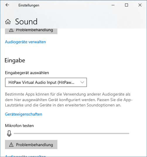 Windows Soundeinstellungen für HitPaw Voice Changer