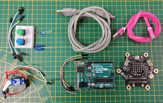 Bauteile für die serielle Verbindung von Calliope zum Arduino