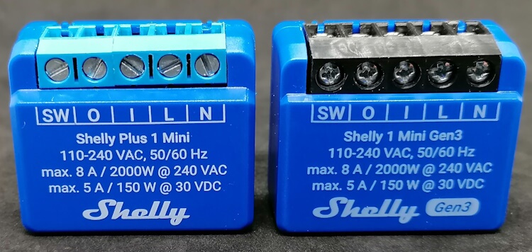 Vergleich des Shelly Plus 1 Mini & Shelly 1 Mini Gen3