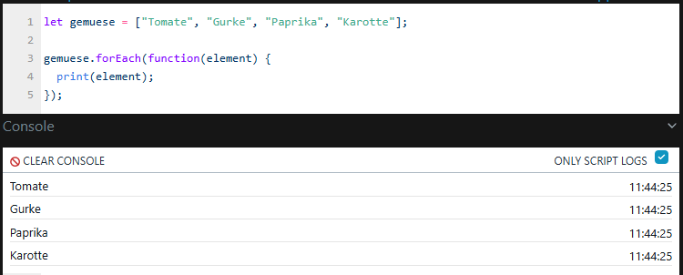 Shelly Scripting - Arrays - Ausgabe der Elemente mit ForEach