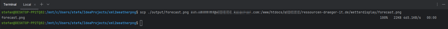 Ausgabe des Uploads der Datei auf der Konsole
