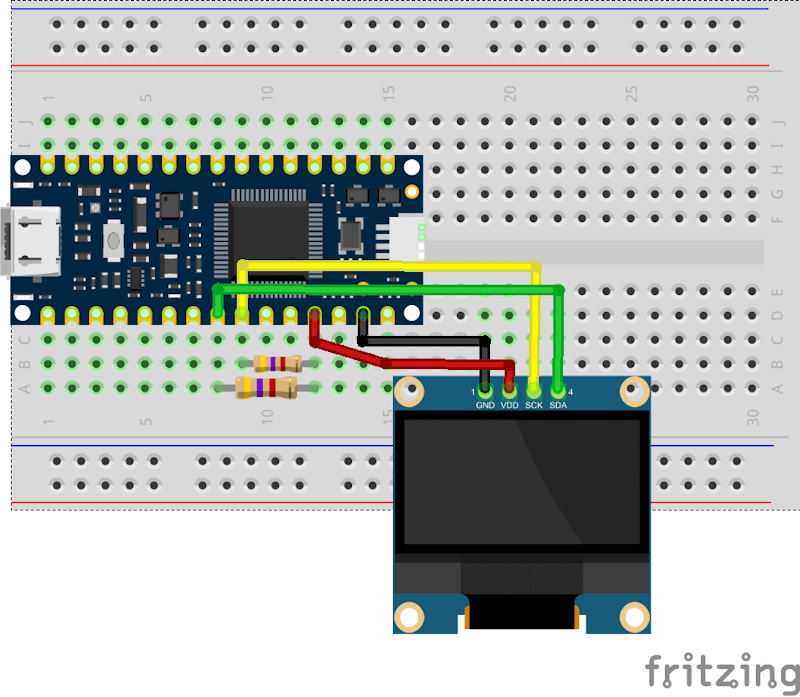 Schaltung - Arduino Nano R4 mit I2C PullUp Widerstaende