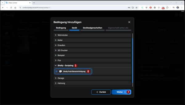 Shelly Push Benachrichtigung - Szene - Step4