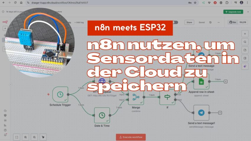 n8n nutzen, um Sensordaten in der Cloud zu speichern