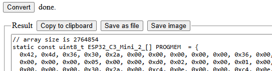Abspeichern der generierten Daten als C-Header-Dateii oder kopieren in die Zwischenablage