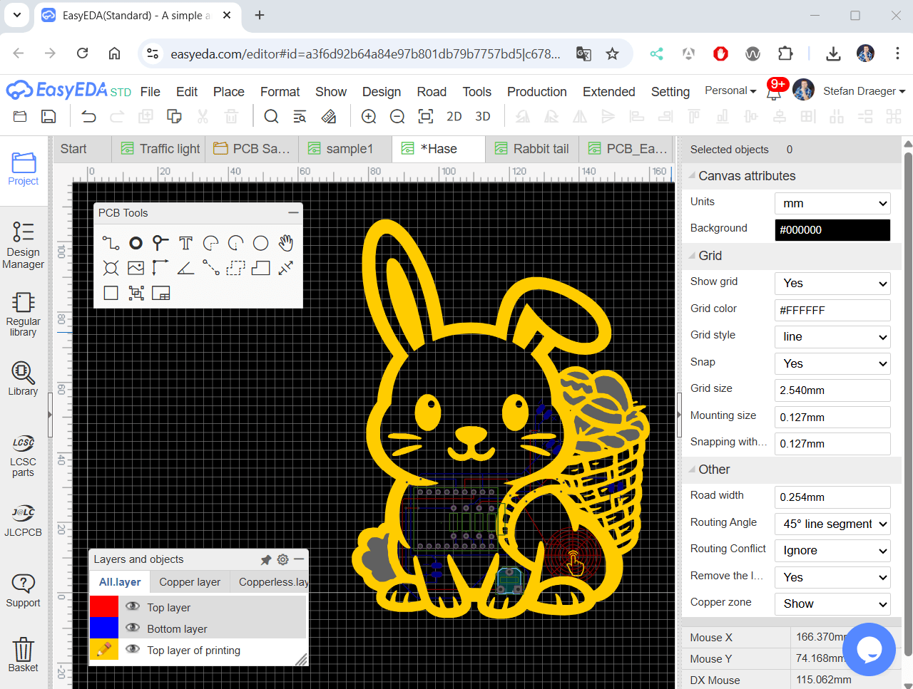 PCB Layout mit Cutouts