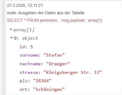 Ausgabe des SELECT Statements