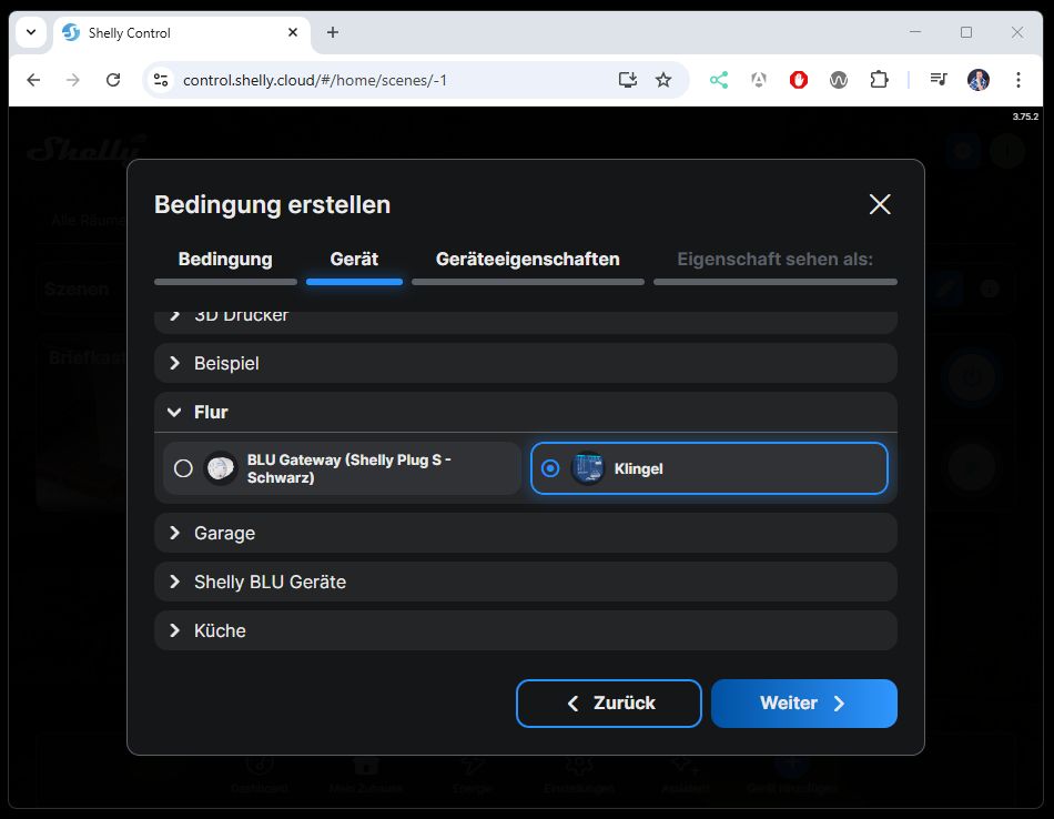 Shelly Controll - Szene für Klingel erstellen - Step 05