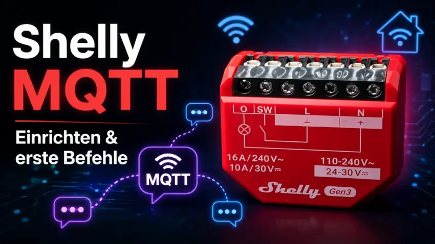Thumbnail zum Beitrag über Shelly MQTT einrichten und erste Befehle nutzen mit einem Shelly Gen3 Schalter