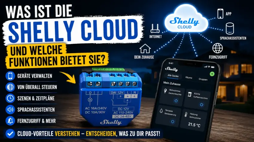 Thumbnail zum Beitrag Was ist die Shelly Cloud und welche Funktionen bietet sie mit Shelly Plus 1, App und Cloud-Symbol