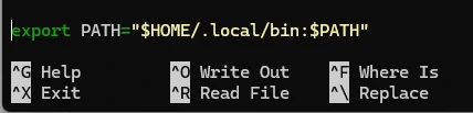 Eintrag von export PATH in der Datei .bashrc auf dem Arduino UNO Q