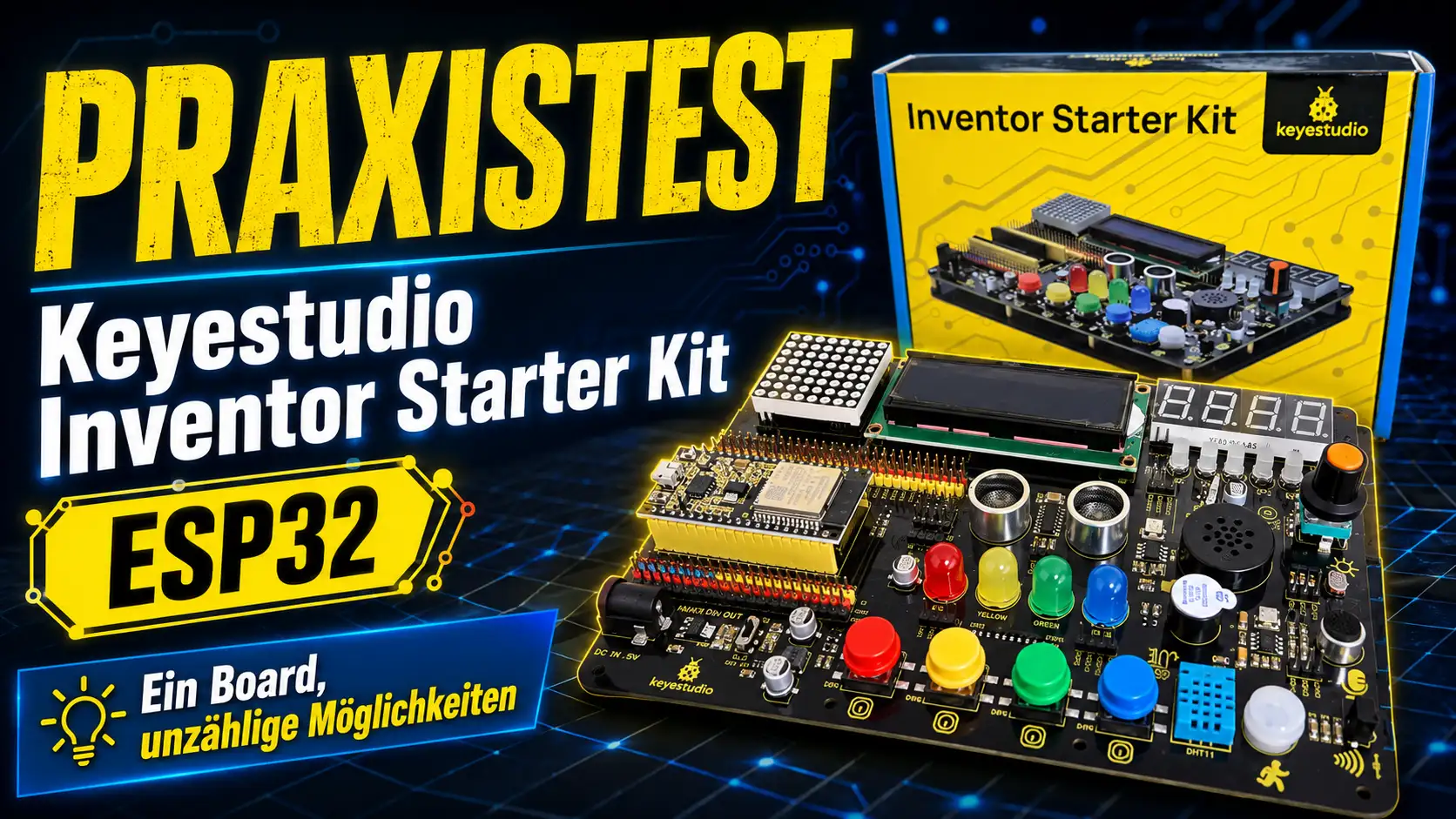 Keyestudio ESP32 Inventor Starter Kit mit zahlreichen Sensoren, Displays, LEDs und Tastern