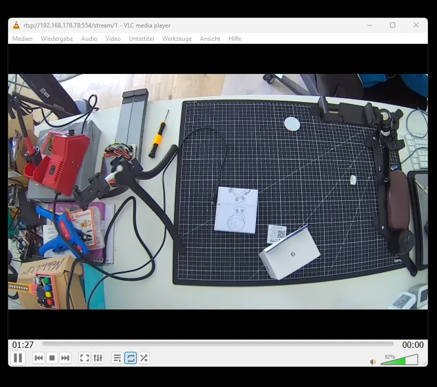 RTSP Stream der Shelly Camera in der Anwendung VLC Media Player