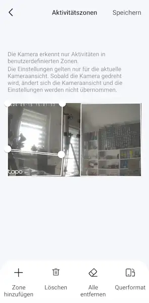 TP-Link App - Aktivitätszonen erstellen