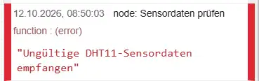 Fehlermeldung bei ungültigen Werten im Payload