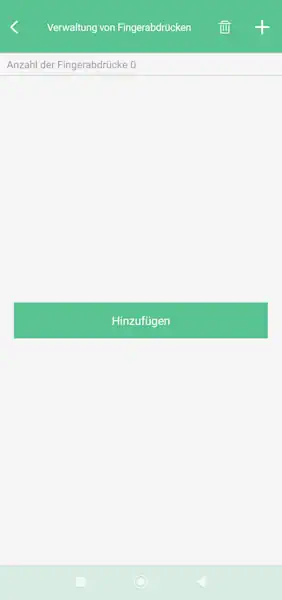 Fingerabdruck registrieren Step #2 - Auswahl Hinzufügen