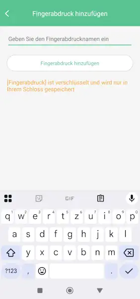 Fingerabdruck registrieren Step #3 - Name vergeben