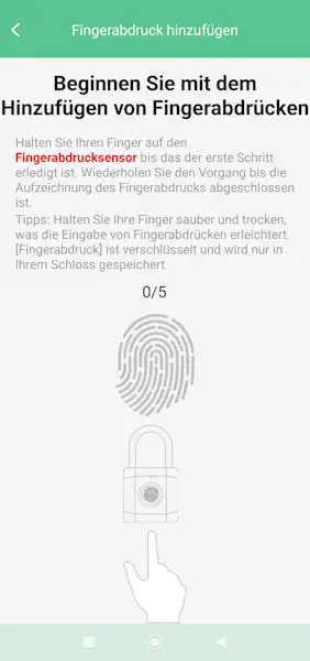 Fingerabdruck registrieren Step #4 - Fingerabdruck registrieren