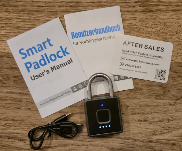 Lieferumfang des Eseesmart Smart Padlock
