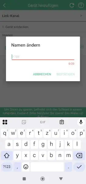 Name für das Eseesmart Smart-Padlock vergeben