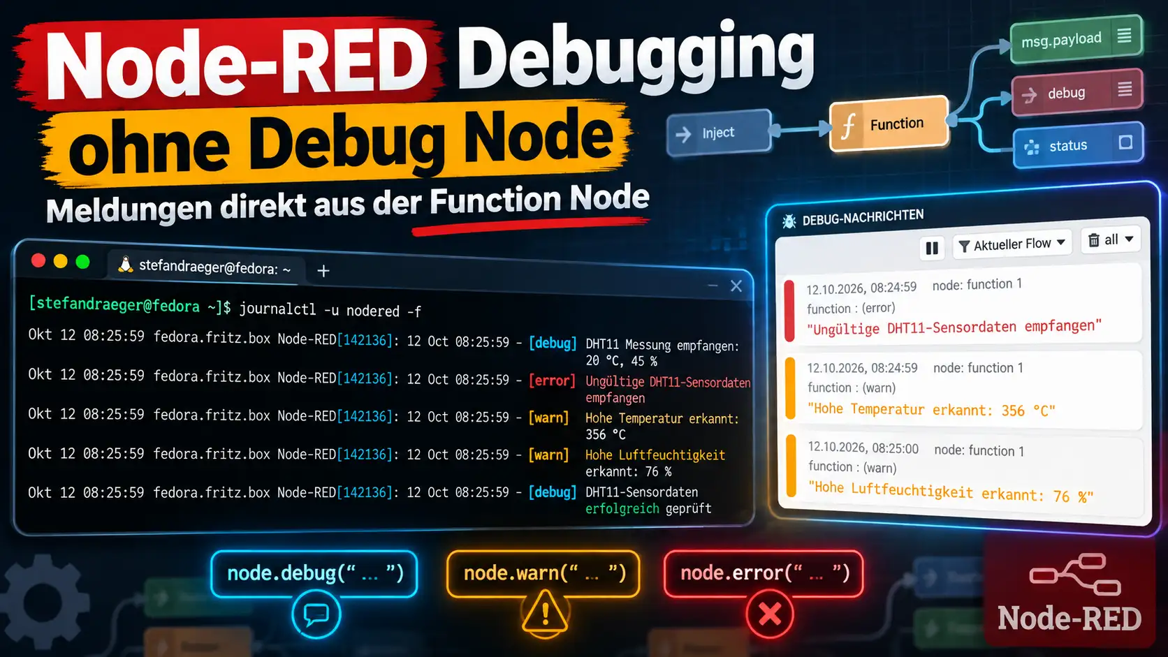 Node-RED Debugging ohne Debug-Node