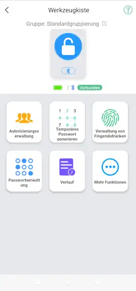 erzeugen eines temporären Passworts in der App esmartLock Step #1 - Auswahl der Kachel